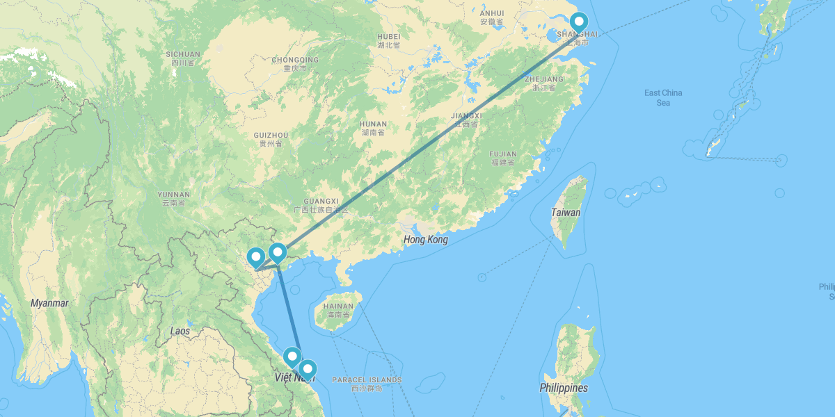 Xangai e Norte e Centro do Vietname
