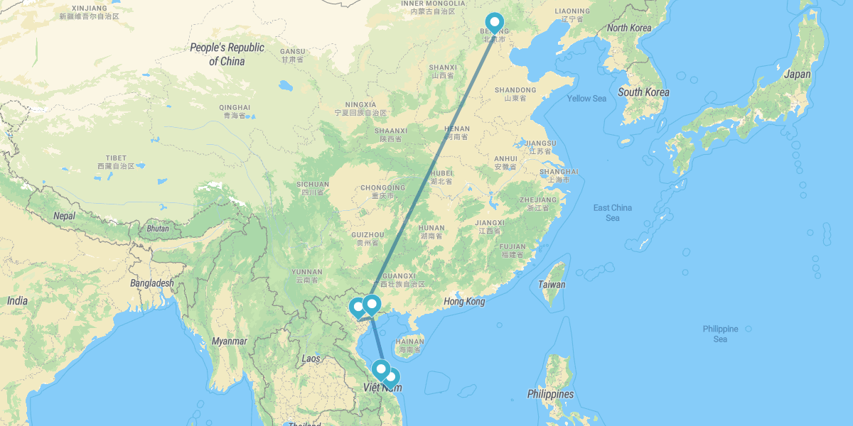 Pequim e Norte e Centro do Vietname