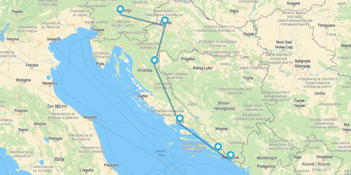 De Zagreb a Dubrovnik via Liubliana