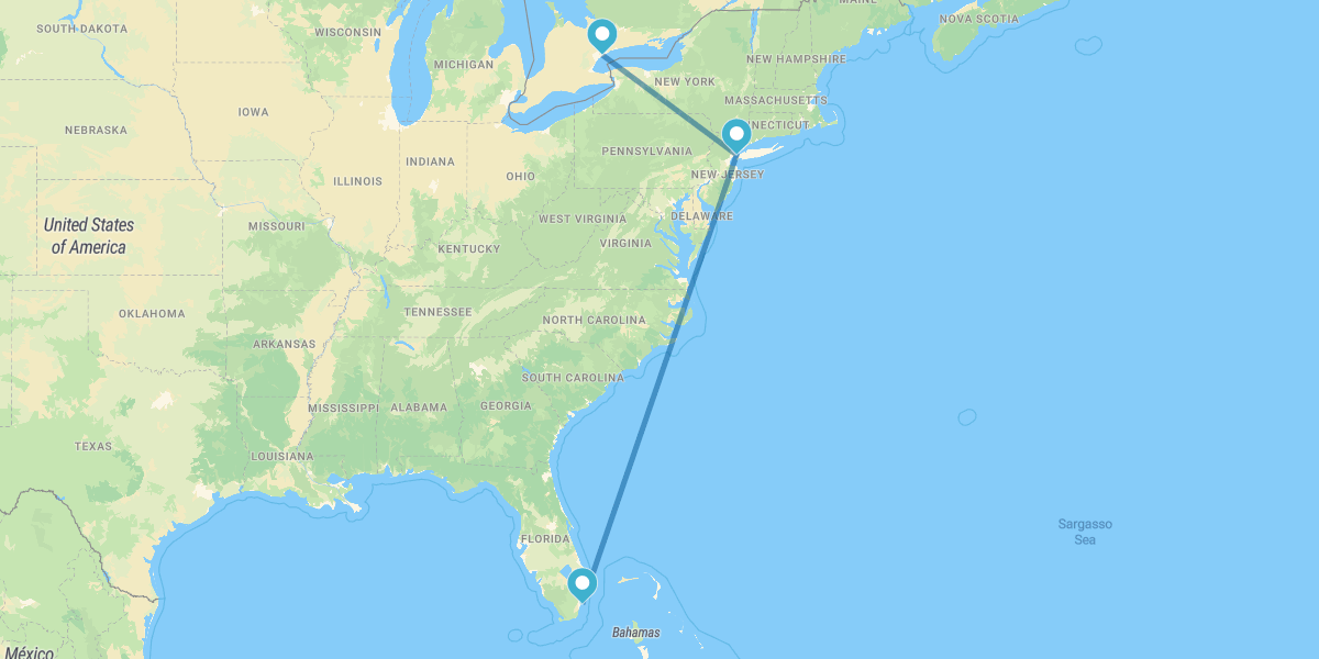 Toronto, Nova Iorque e Miami