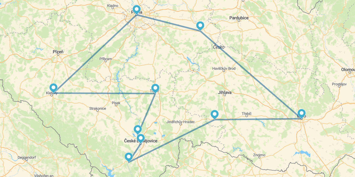 Praga, Ceské Budejovice e Brno