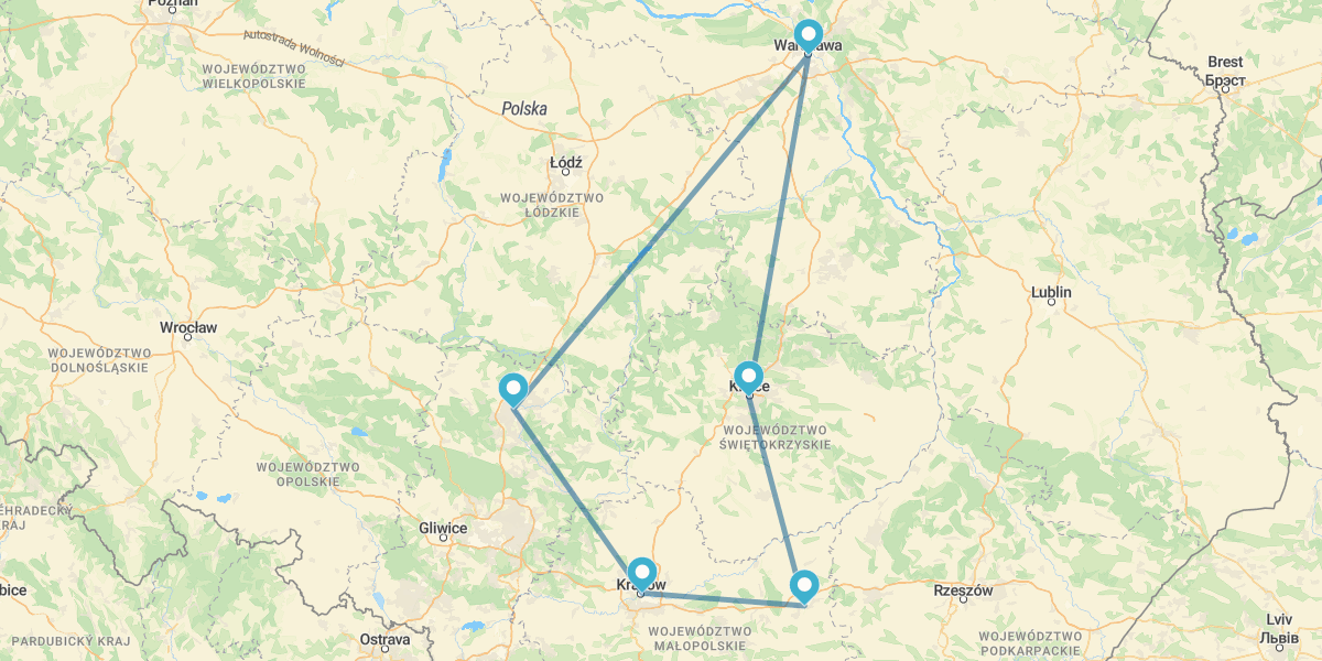 Varsóvia e Cracóvia com Kielce, Tarnów, Auschwitz e Częstochowa