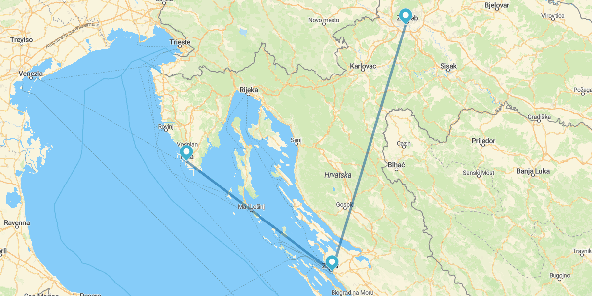 Zagrebe, Zadar e Pula