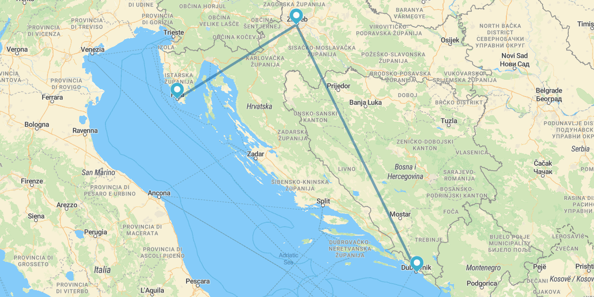 Pula, Zagrebe e Dubrovnik