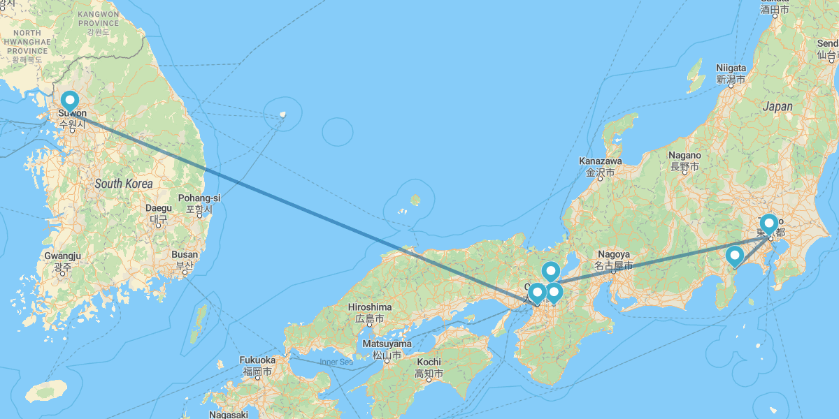 Tóquio, Quioto, Osaka e Seul