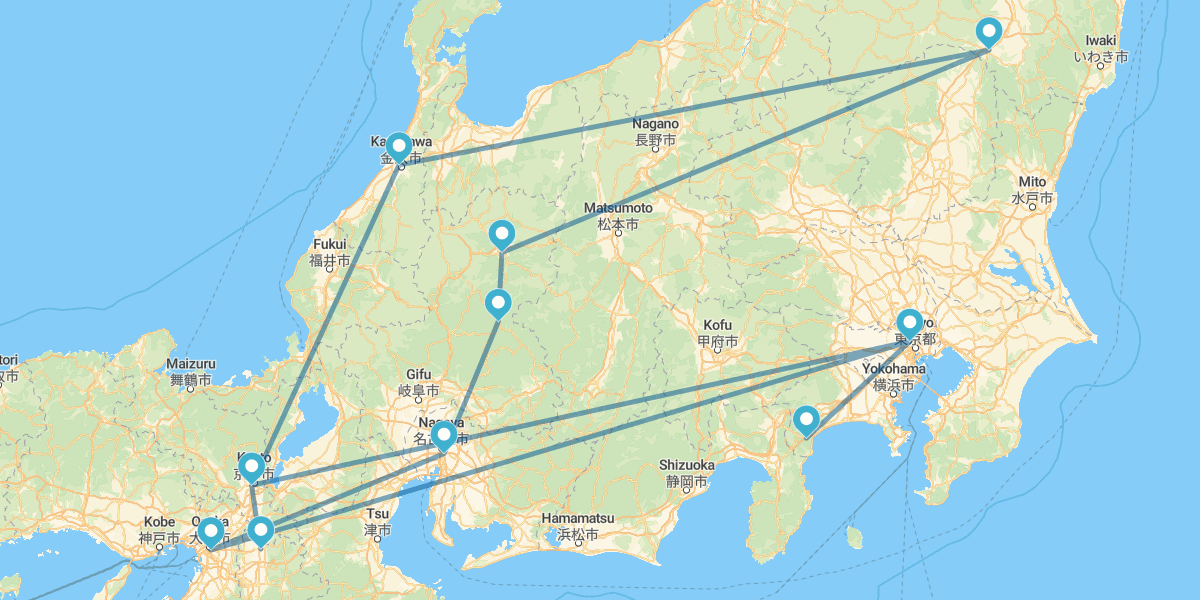 Tóquio, Quioto, Rota Feudal e Osaka