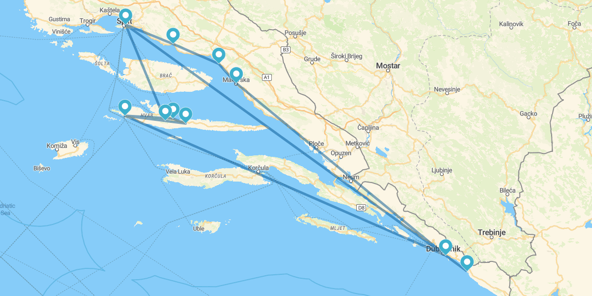 Percurso pela Riviera Croata até Split