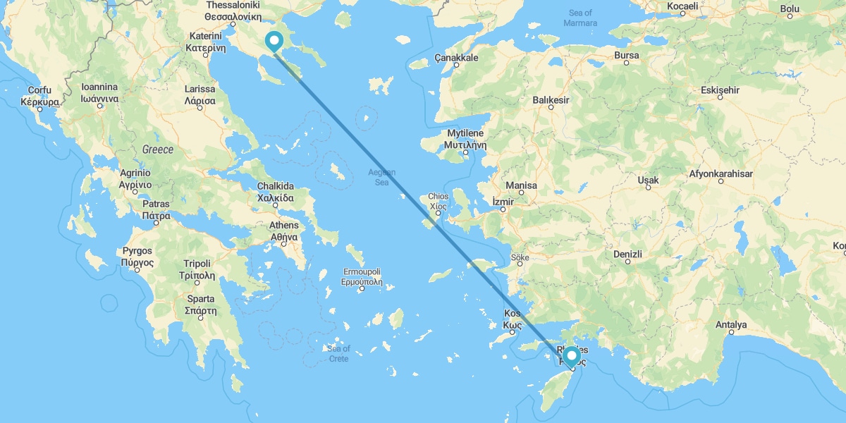 Rodes e Calcídica de avião