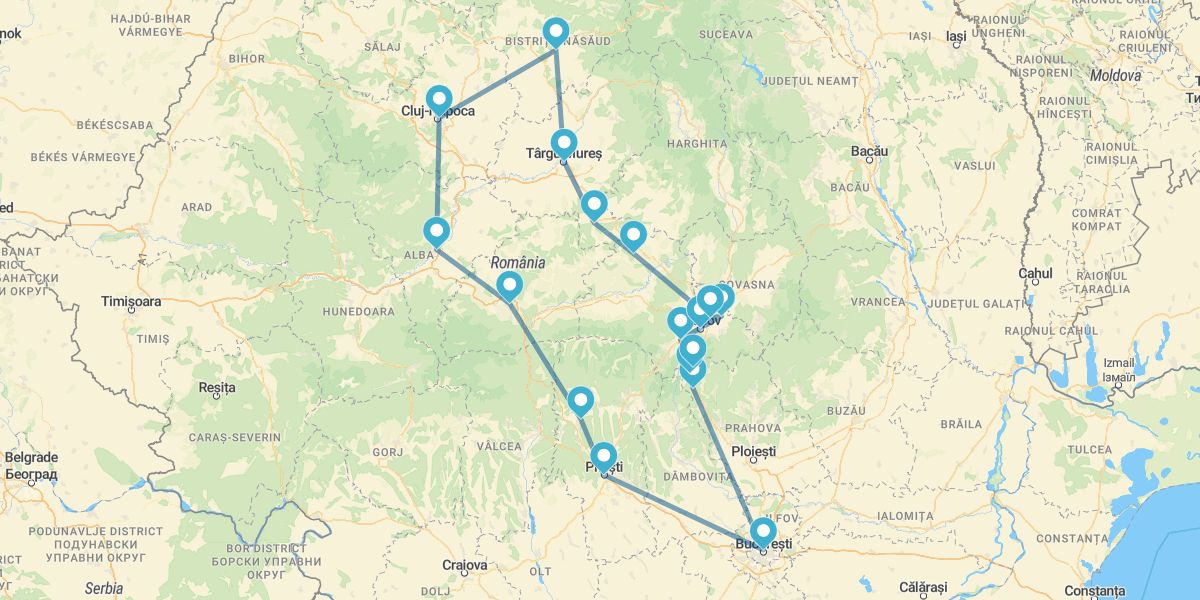 Percurso pela Transilvânia, Bucovina e Cárpatos