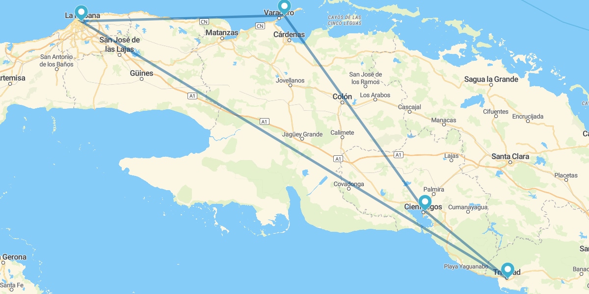 Havana, Guamá, Trinidad, Cienfuegos e Varadero