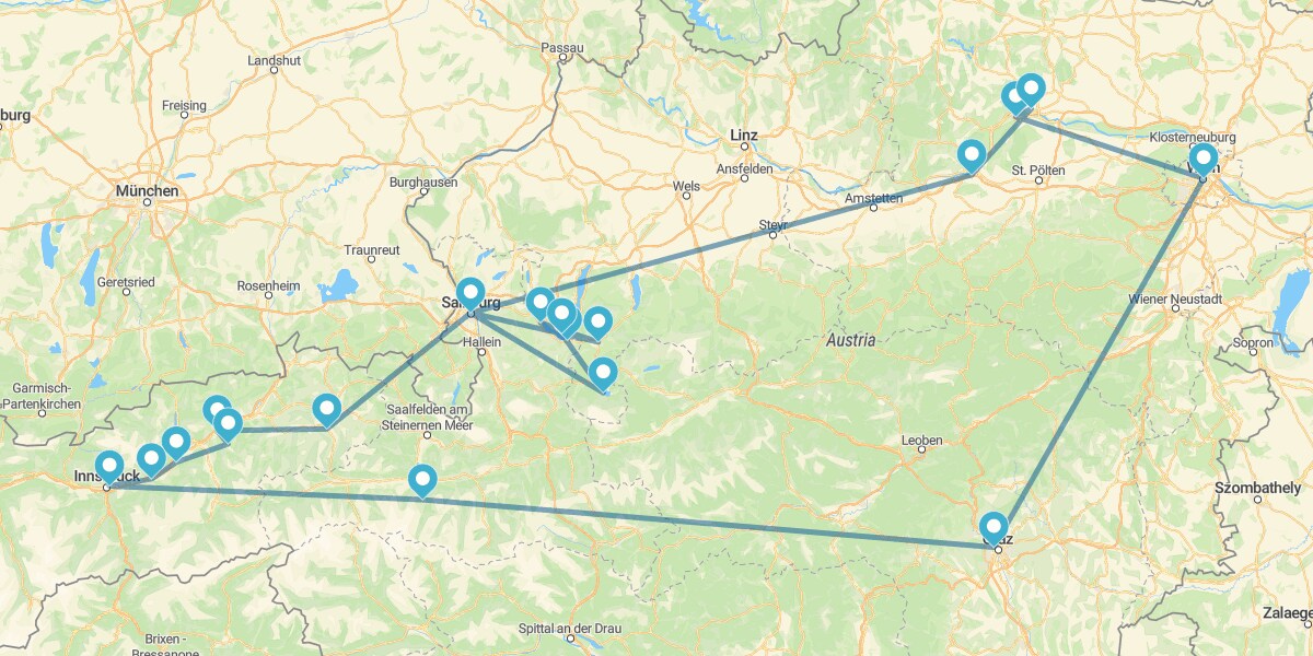 Percurso do Danúbio aos Alpes e o Tirol