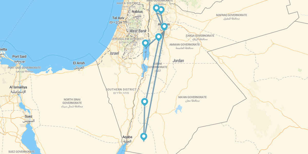 Amã, Mar Morto, Madaba, Petra e Wadi Rum