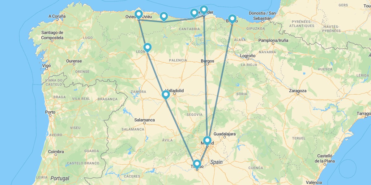 Astúrias e Cantábria com Madrid e Toledo