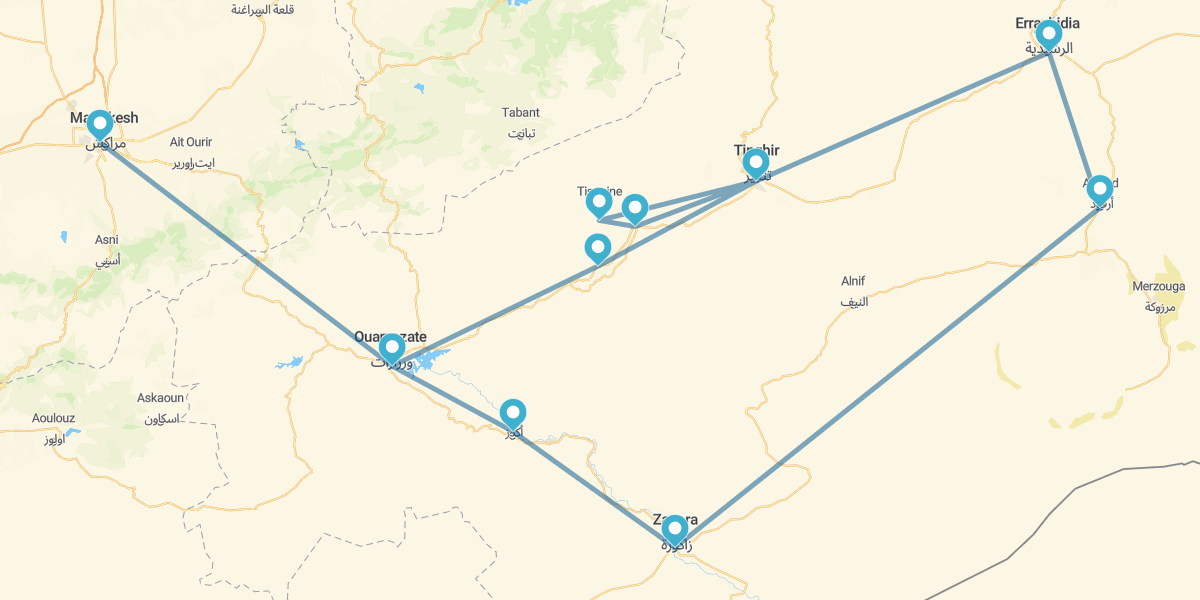 Percurso por Casbá e pela Cordilheira do Atlas