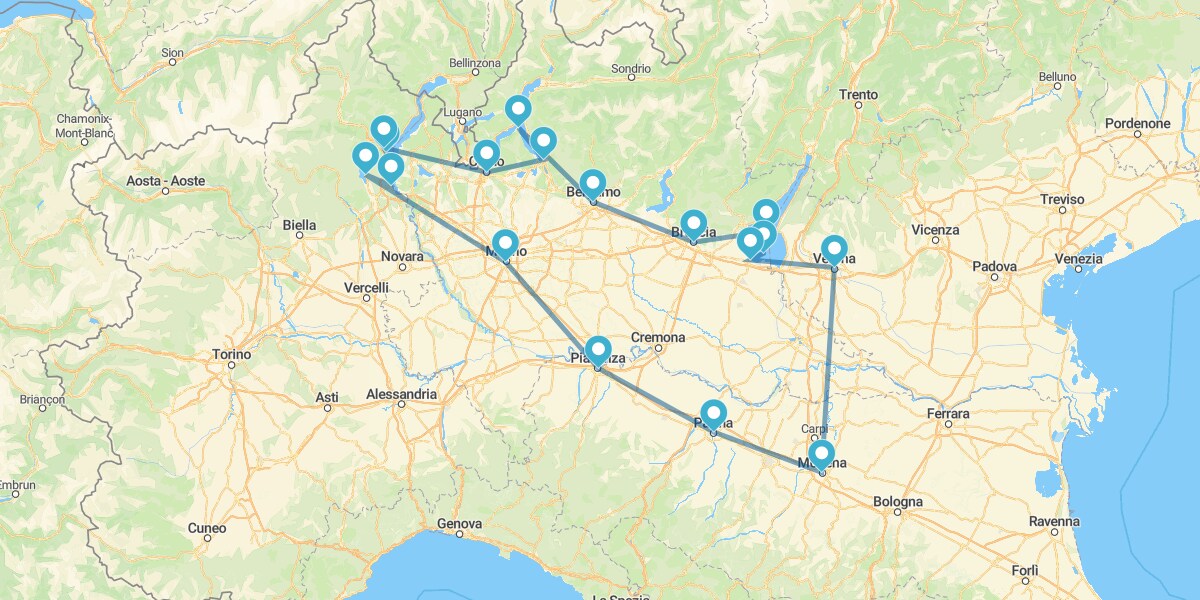 Percurso pelos idílicos Lagos do Norte, de Milão a Verona