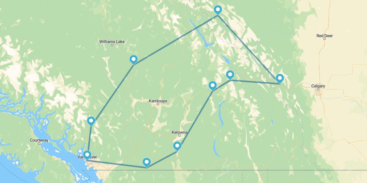 Percurso pelos Grandes Parques do Oeste Canadiano