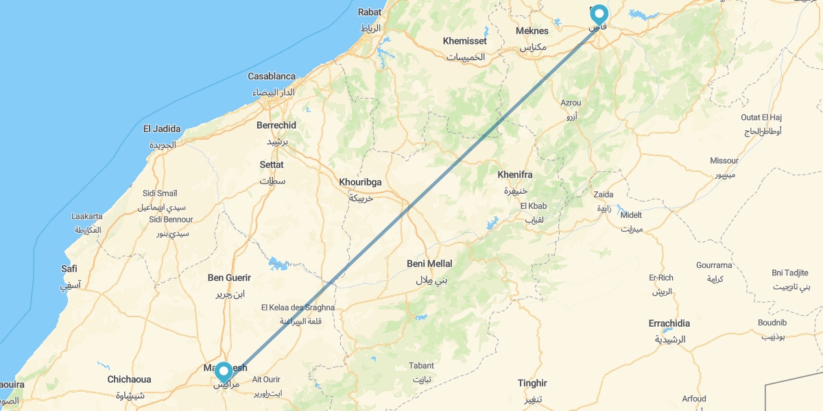 Marraquexe e Fez de avião