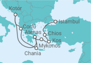 Itinerário do Cruzeiro Grécia, Montenegro - Celestyal Cruises