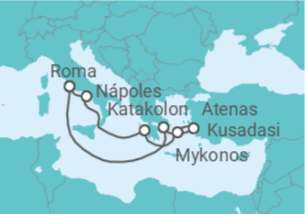 Itinerário do Cruzeiro Grécia, Turquia, Itália - Carnival Cruise Line