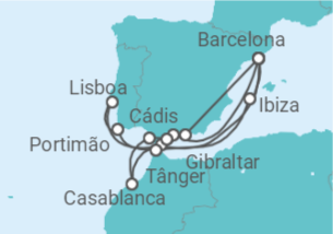 Itinerário do Cruzeiro Espanha, Gibraltar, Portugal, Marrocos - Explora Journeys
