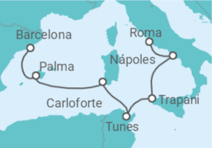 Itinerário do Cruzeiro Itália, Tunísia, Espanha - Explora Journeys