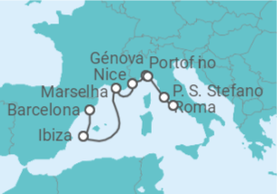 Itinerário do Cruzeiro Espanha, França, Itália - Explora Journeys
