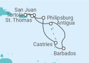 Itinerário do Cruzeiro Ilhas Virgens Britânicas, Antígua E Barbuda, Barbados, Santa Lúcia, Sint Maarten, Ilhas Virgens A... - NCL Norwegian Cruise Line