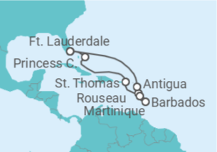 Itinerário do Cruzeiro Ilhas Virgens Americanas, Barbados, Martinique, Antígua E Barbuda - Princess Cruises