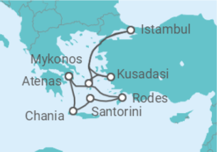 Itinerário do Cruzeiro Istambul, Santorini e mais - Virgin Voyages