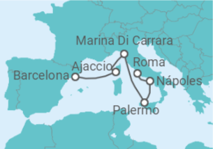 Itinerário do Cruzeiro Itália, França - Virgin Voyages