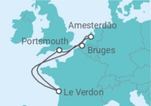 Itinerário do Cruzeiro De Portsmouth a Amesterdão e Bordeus - Virgin Voyages