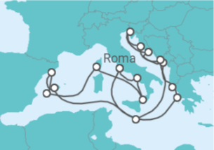 Itinerário do Cruzeiro Grécia, Montenegro, Croácia, Itália, Malta, Espanha, França - Cunard