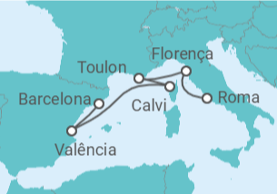 Itinerário do Cruzeiro Itália, França, Espanha - Cunard