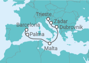 Itinerário do Cruzeiro Croácia, Malta, Espanha - Cunard