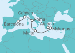 Itinerário do Cruzeiro De Barcelona a Itália e às Ilhas Gregas - Virgin Voyages