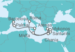 Itinerário do Cruzeiro Grécia, Turquia, Malta, Itália - Disney Cruise Line