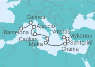 Itinerário do Cruzeiro França, Itália, Malta, Grécia - Virgin Voyages