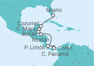 Itinerário do Cruzeiro México, Belize, Honduras, Costa Rica, Panamá - Oceania Cruises