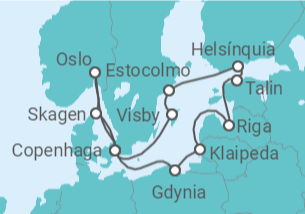 Itinerário do Cruzeiro Noruega, Polónia, Lituânia, Letónia, Estónia, Finlândia, Suécia - Princess Cruises