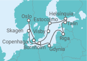 Itinerário do Cruzeiro Noruega, Dinamarca, Suécia, Finlândia, Estónia, Letónia, Polónia - Princess Cruises