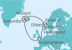 Itinerário do Cruzeiro Noruega, Islândia - Princess Cruises