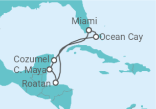 Itinerário do Cruzeiro Coração das Caraíbas TI 2027 - MSC Cruzeiros