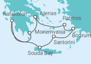 Itinerário do Cruzeiro Islas griegas y Bodrum - Silversea