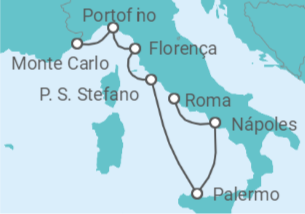 Itinerário do Cruzeiro Riviera italiana - Silversea