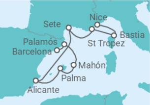 Itinerário do Cruzeiro España y Francia  - Silversea