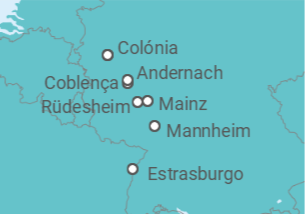 Itinerário do Cruzeiro Köln • Straßburg • Rüdesheim • Köln - Nicko Cruises