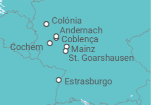 Itinerário do Cruzeiro Köln • St. Goar • Cochem • Köln - Nicko Cruises