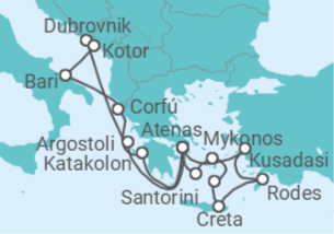 Itinerário do Cruzeiro Maravilhas da Grécia e Turquia - Celestyal Cruises