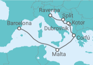 Itinerário do Cruzeiro Malta, Grécia, Croácia, Montenegro - NCL Norwegian Cruise Line