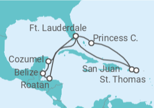 Itinerário do Cruzeiro México, Belize, Honduras, EUA, Porto Rico, Ilhas Virgens Americanas - Princess Cruises